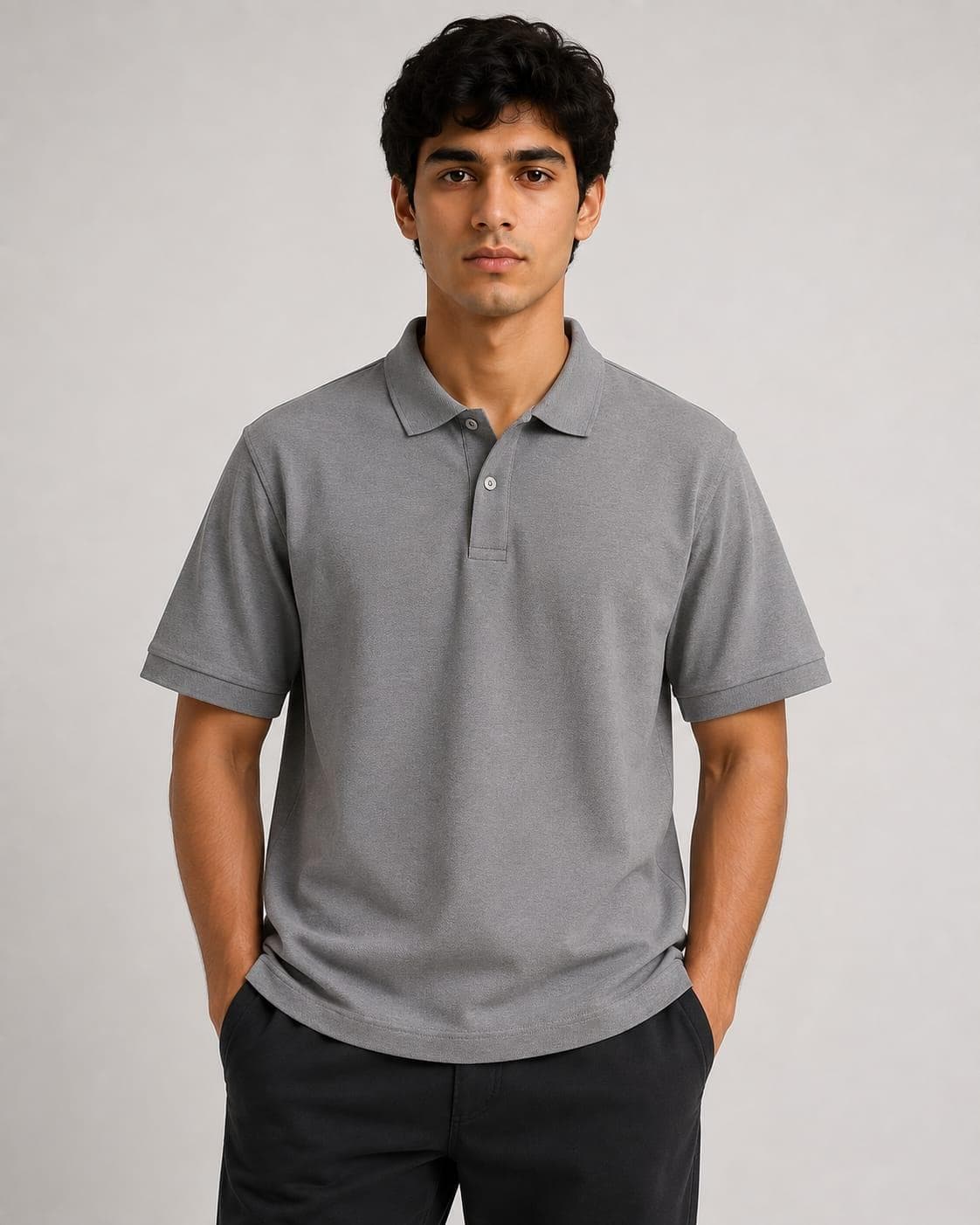 Cotton Polo T-Shirt — on model