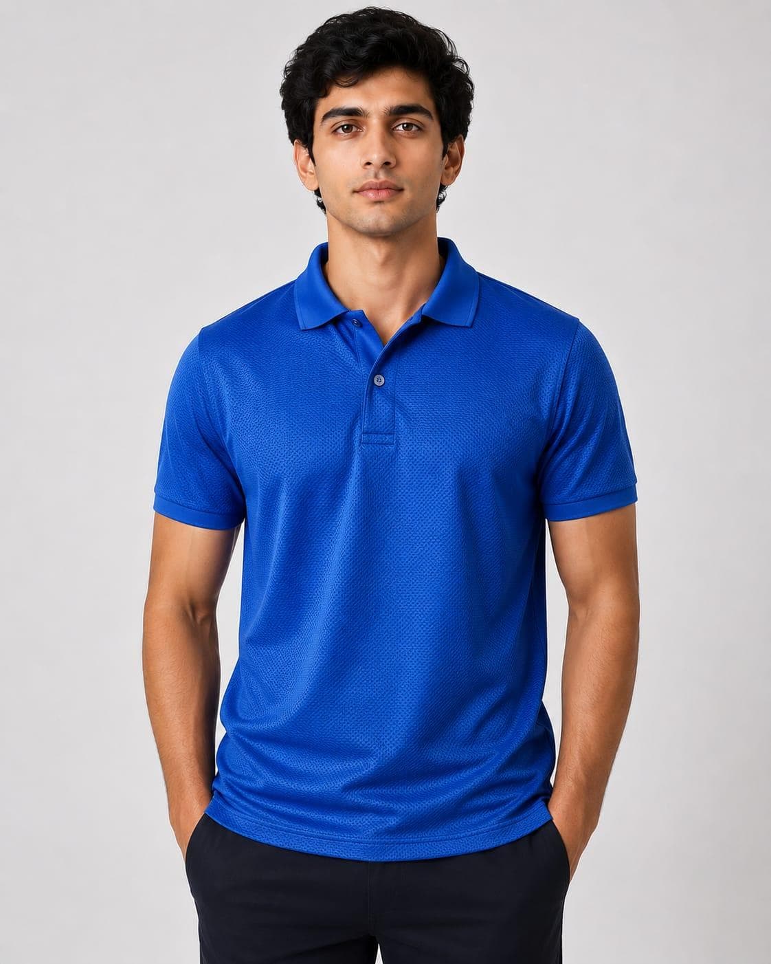 Honeycomb Polyester T-Shirt — on model