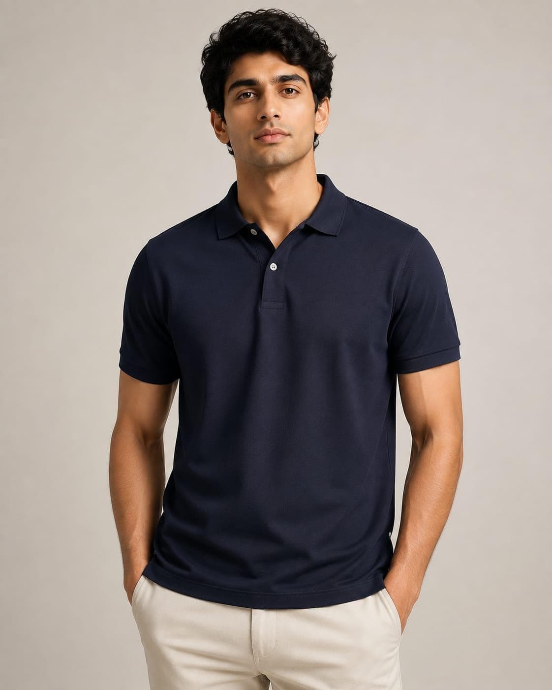 Polycotton Polo T-Shirt — on model