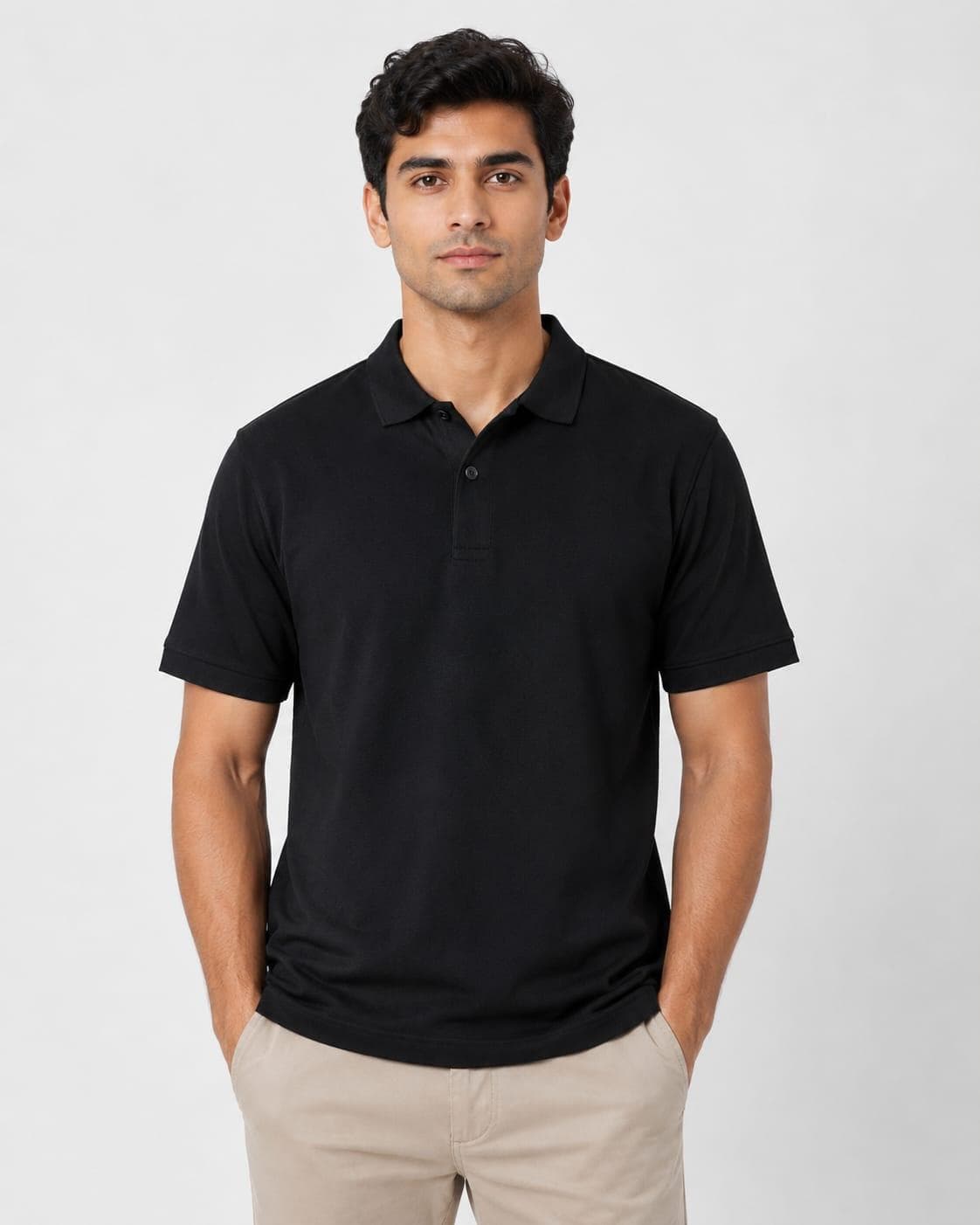 Cotton Polo T-Shirt — on model