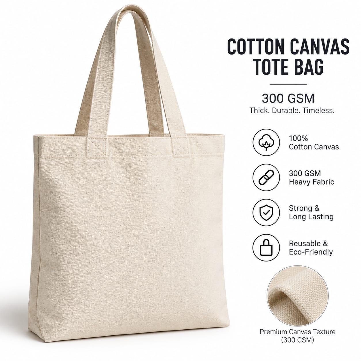 Cotton Canvas Tote Bag 300 GSM